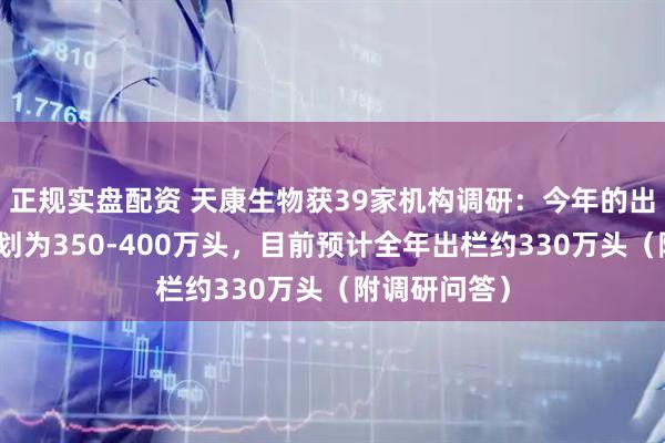 正规实盘配资 天康生物获39家机构调研：今年的出栏目标原计划为350-400万头，目前预计全年出栏约330万头（附调研问答）