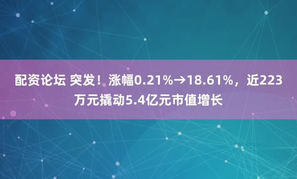 配资论坛 突发！涨幅0.21%→18.61%，近223万元撬动5.4亿元市值增长